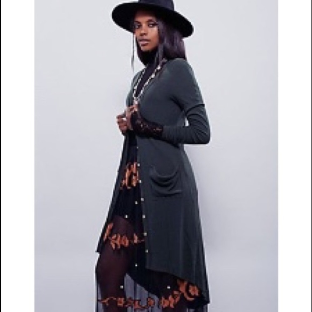 Free People FP Beach Ribbed Up Maxi Cardigan L